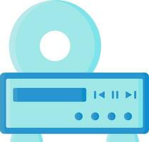 DVD Player Icon In Blue Color. vector