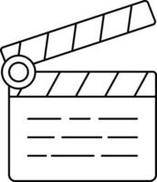 Clapperboard Icon In Black Outline. vector