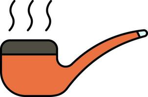 Smoking Pipe Icon In Orange And Gray Color. vector