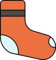 Flat Style Socks Icon In Orange Color. vector