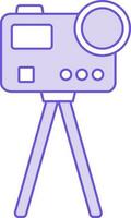 Camera On Stand Icon In Purple And White Color. vector