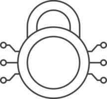 Cyber Security Icon Or Symbol In Line Art. vector