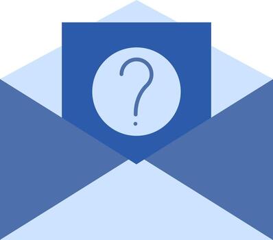 Open Envelope With Question Paper Icon In Blue Color. vector