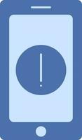 Smartphone With Warning Icon In Blue Color. vector