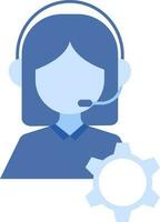 Female Customer Service Or Setup Icon In Blue Color. vector