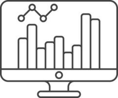 Online Statistics In Desktop Icon. vector