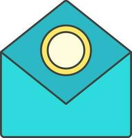 Money Envelope Symbol In Cyan And Yellow Color. vector