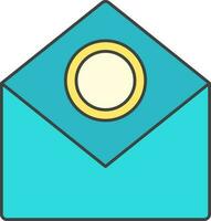 Money Envelope Symbol In Cyan And Yellow Color. vector