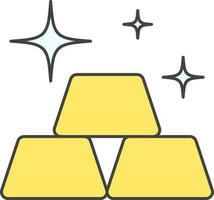 Gold Stack Icon Or Symbol In Yellow Color. vector