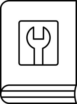 mecánico libro icono en Delgado línea Arte. vector