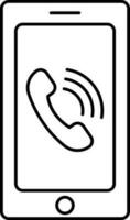 Mobile Call Icon In Black Line Art. vector