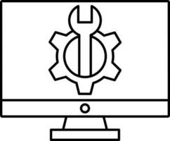 Computer Repair Icon In Black Line Art. vector