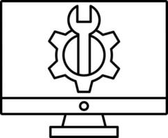 Computer Repair Icon In Black Line Art. vector