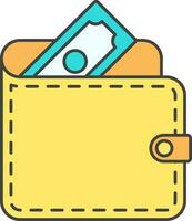 Illustration Of Wallet Icon In Yellow And Cyan Color. vector