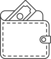 Illustration Of Wallet Icon In Outline Style. vector