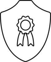 Badge Shield Flat Icon In Line Art. vector