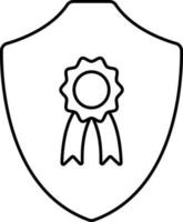 Badge Shield Flat Icon In Line Art. vector