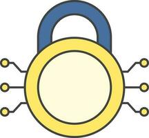 ciber seguridad icono o símbolo en azul y amarillo color. vector