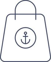 Carry Bag With Anchor Symbol Icon In Flat Style. vector