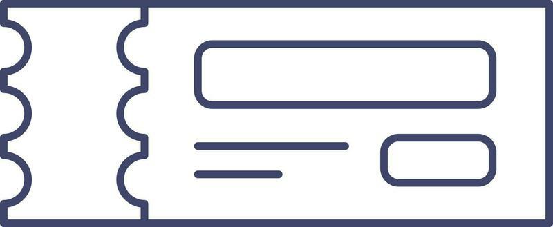 Ticket Icon In Blue Thin Line Art.
