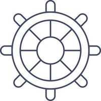 Ship Steering Wheel Icon In Blue Line Art. vector