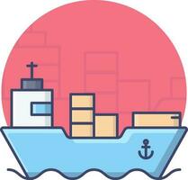 Cargo Ship Icon On Pink Background. vector