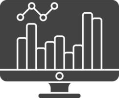 Gray And White Online Statistics In Desktop Icon. vector