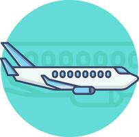 Airplane Icon On Blue Background. vector