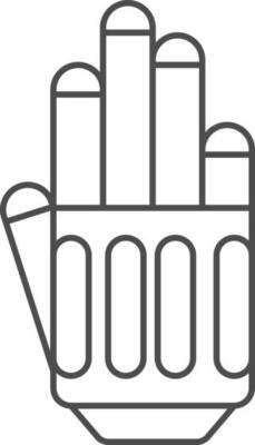 Cricket Glove Icon In Black Thin Line Art.