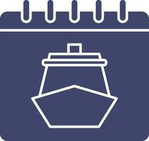 Cruise Calendar Icon In Blue And White Color. vector