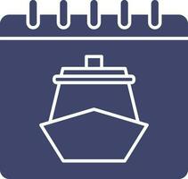 Cruise Calendar Icon In Blue And White Color. vector