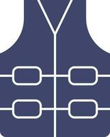 Blue And White Vest Icon In Flat Style. vector