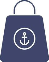 Carry Bag With Anchor Symbol Icon In Flat Style. vector