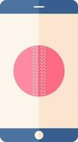 Cricket Ball In Smartphone Icon. vector