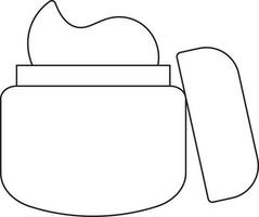 Isolated Open Cream Jar Icon in Line Art. vector
