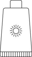 Vector Illustration of Sunscreen Tube in Thin Line Art.