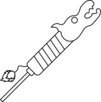 Dragon Rocket Fireworks Icon In Thin Line Art. vector