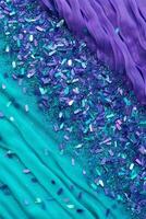 chiquitín minúsculo tul destellos glamour menta y turquesa hd fondo de pantalla, en el estilo de púrpura y azul, vibrante academia, vertido, oscuro plata y verde azulado, psicodélico. ai generativo foto