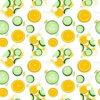 Seamless pattern with smoothies. lemon and cucumber vector