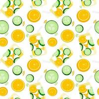 Seamless pattern with smoothies. lemon and cucumber vector