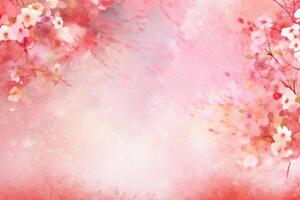 light pink background paper texture tiny petal flower painting in watercolor style. photo