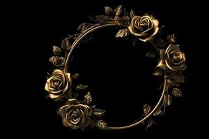 golden rose frame, middle space is empty. photo