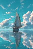 A sailboat and clouds in the water. photo