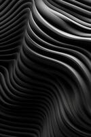 Wavy Black Metallic 3D Background. photo