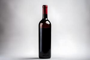 botella de rojo vino sin un etiqueta. neural red ai generado foto