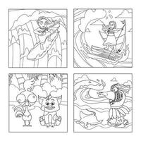 Adventure of Hawaiian Girl Coloring Pages vector