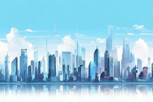 City, background, flat design, horizontal composition, architecture. photo