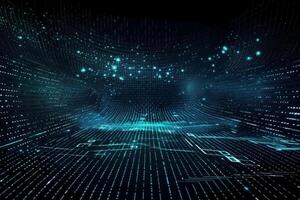 big data, internet network, digital technology with binary computer code on virtual screen, illustration. photo