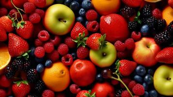 jugoso frutas parte superior ver antecedentes. ai generativo foto