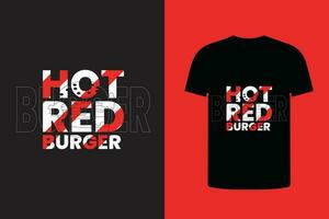 caliente rojo hamburguesa tipografía diseño t camisa vector